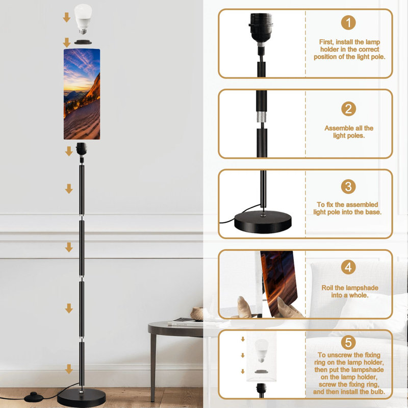 Lampe sur pied Red Rocks Amphitheatre Denver Images Lampe sur pied moderne à intensité variable avec télécommande Pédale avec abat-jour Abat-jour haut Pole pour salon, chambre, bureau