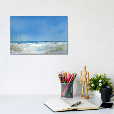 Grassy Seascape by Julie Derice - Wrapped Canvas Painting