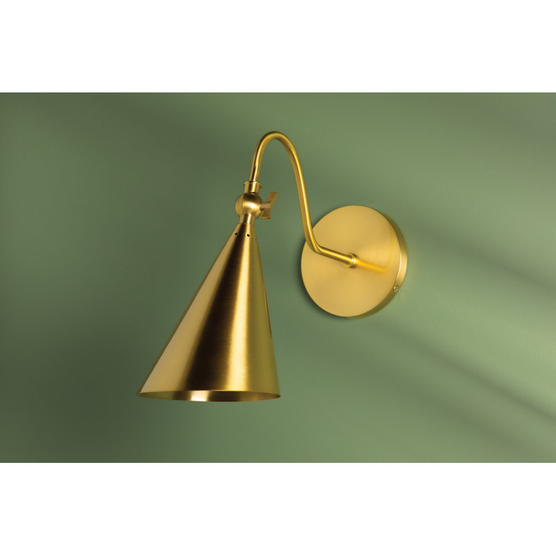 Cogan 1-Light Dimmable Armed Sconce, Aged Brass
