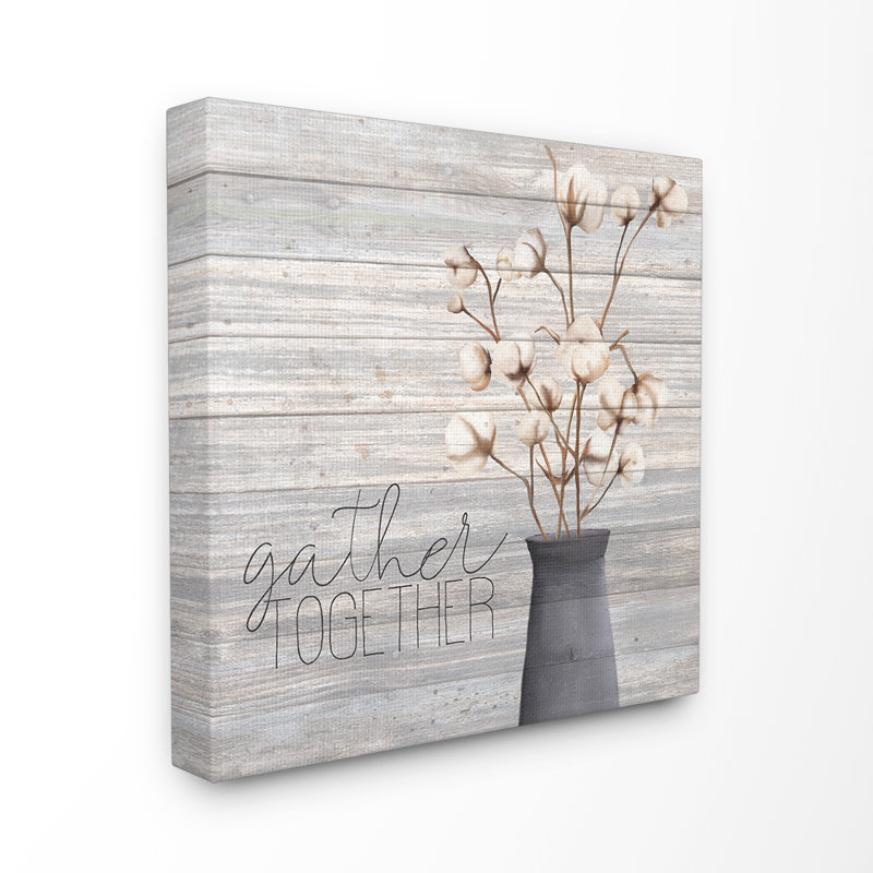 «grey gathering ", fleurs en coton vase" par kimberly allen, impression, H 30 po x l 30 po x P 1,5 po, Toile tendue