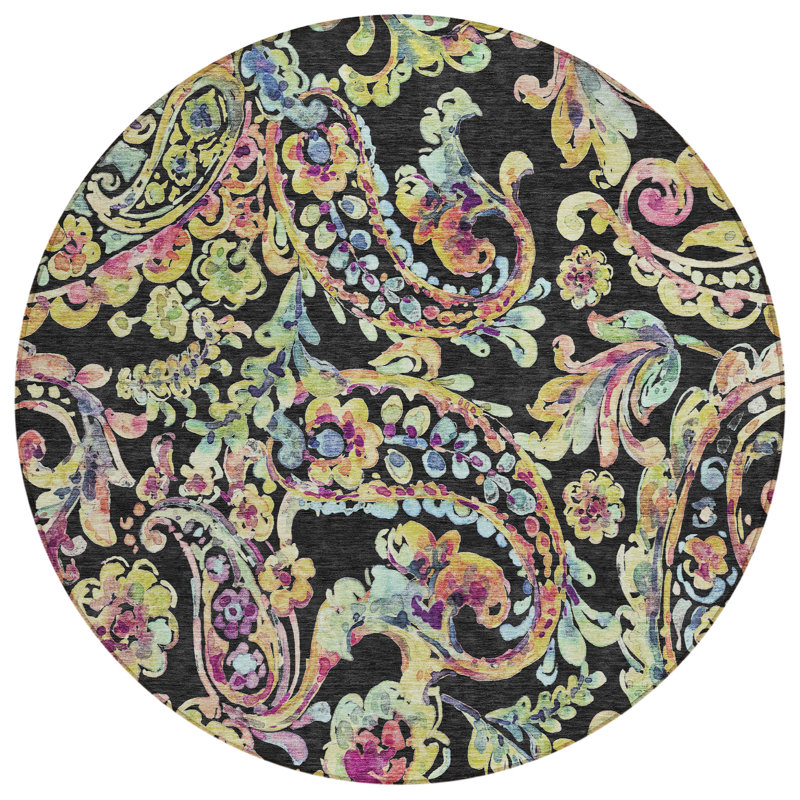 Tapis intérieur / extérieur Shoifet avec envers antidérapant, Rond 8 pi