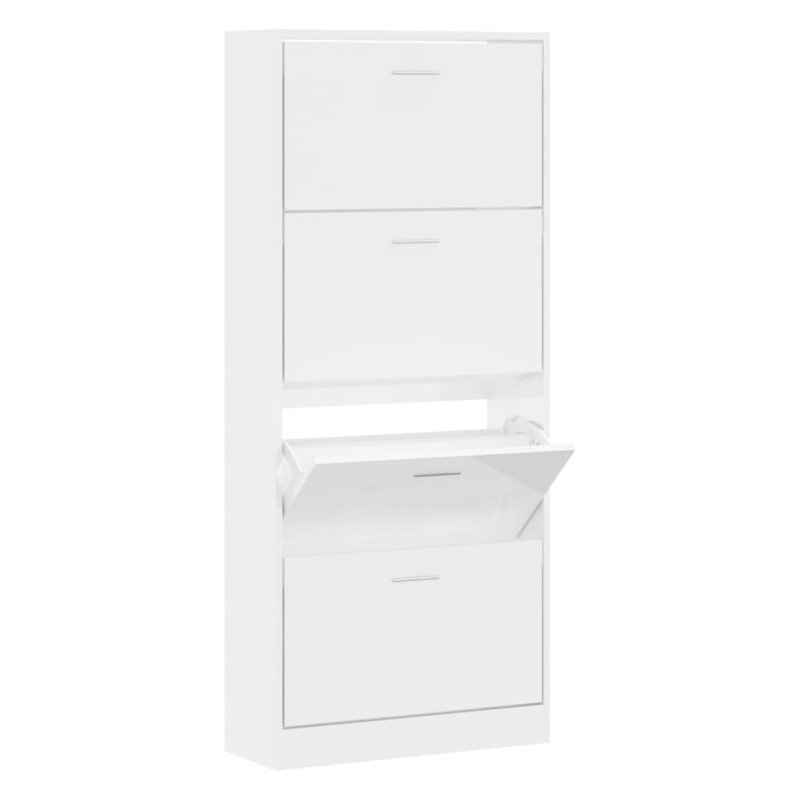 12 Pair Flip Down Shoe Storage, High Gloss White