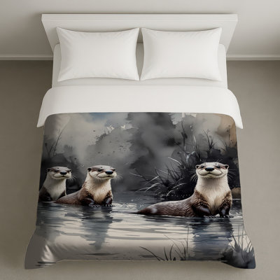 Otters In River Duvet Covers