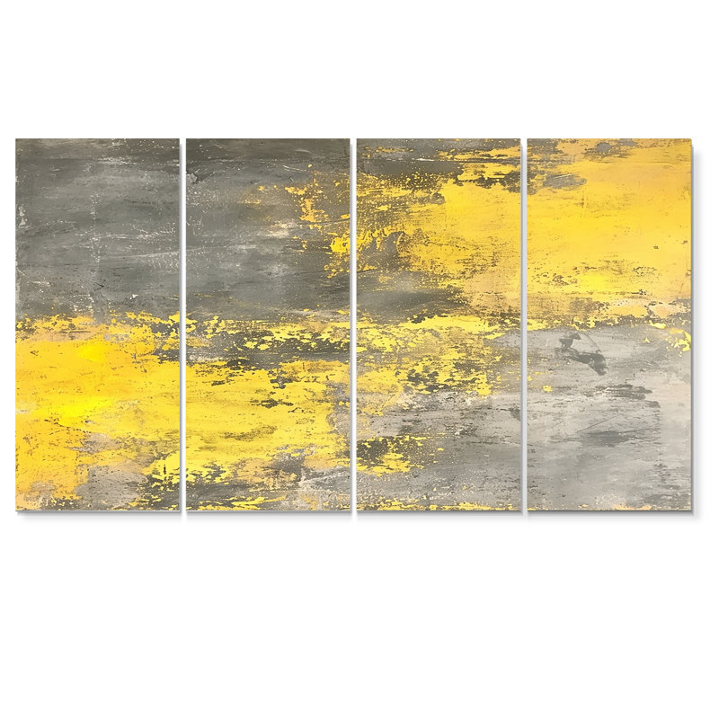 Cordera - toile abstraite d'art mural, 4 pièces, H 28 po x l 48 po