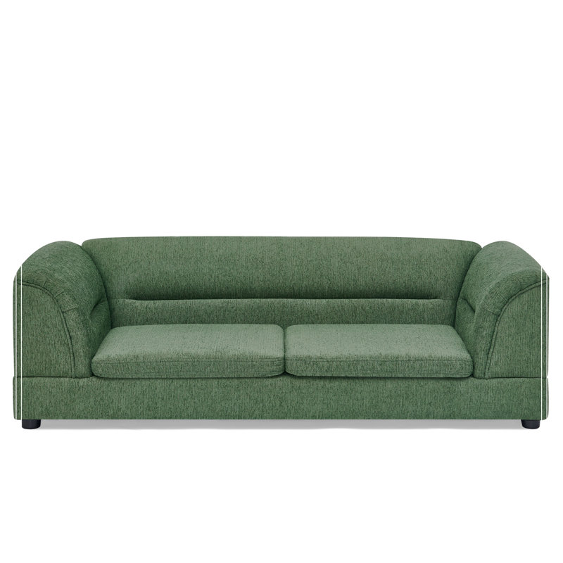 Canapé pour animaux de compagnie en tissu lin avec accoudoirs incurvés, Vert olive