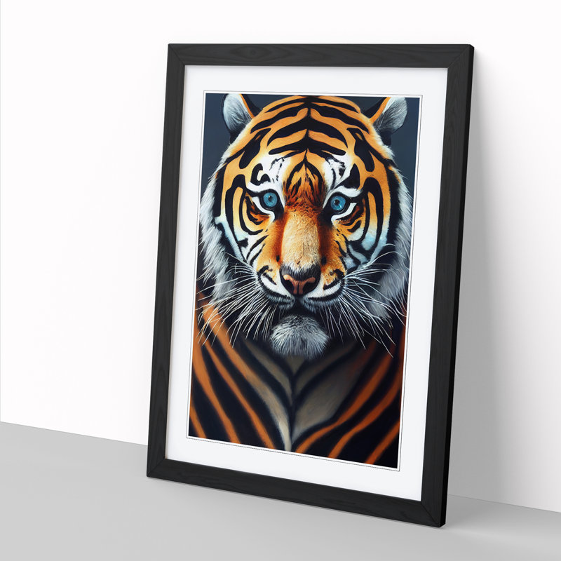 FRM-V0523-2508X Tiger Conceptual Art - Single Picture Frame Print, Black, 46cm H x 34cm W x 2cm D