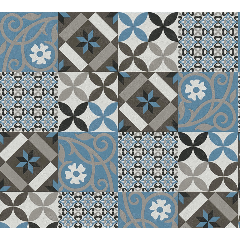 Ridley 10.05m x 53cm Peel & Stick Wallpaper Roll, Black/Blue/Anthracite