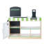 Teamson Kids Cashier Austin Interactive Play Checkout Counter Stand with 26 Accessories, Green/White/Natural Wood