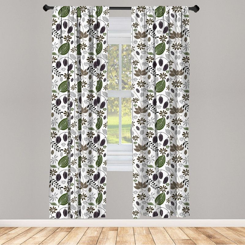Panneau coulissant floral semi-diaphane avec passe-tringle, 28 po x 95 po