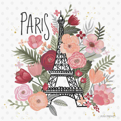 Paris Is Blooming II by Laura Marshall - Wrapped Canvas Textual Art