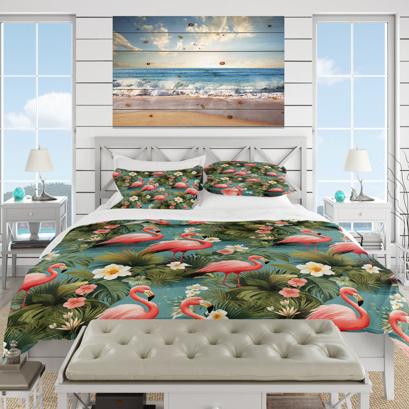 Flamingo Paradise Tropical Pattern - Ensemble de housse de couette tropical