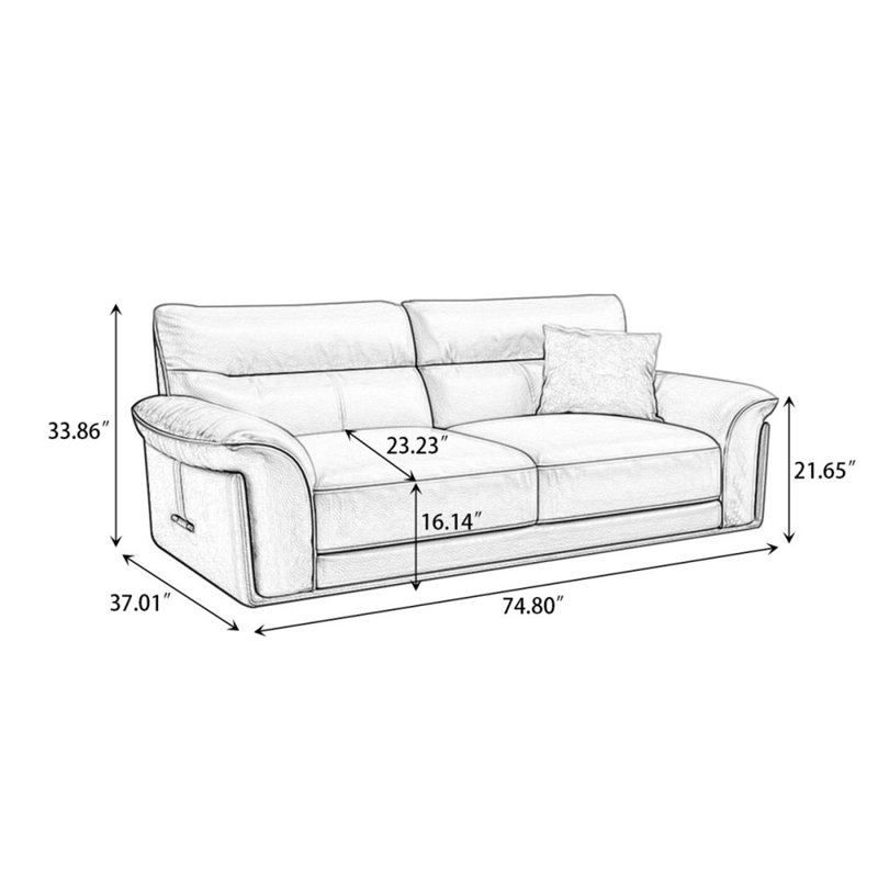 Causeuse-coussin standard en cuir véritable beige, Beige