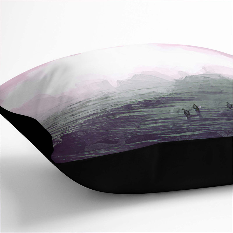 Surfers in the Water Cushion with Filling, 55cm H x 55cm W x 20cm D, Black