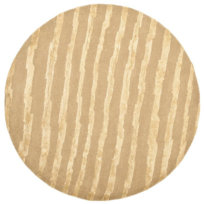 Nukri Hand Tufted Wool/Cotton/Viscose Striped Rug in Beige