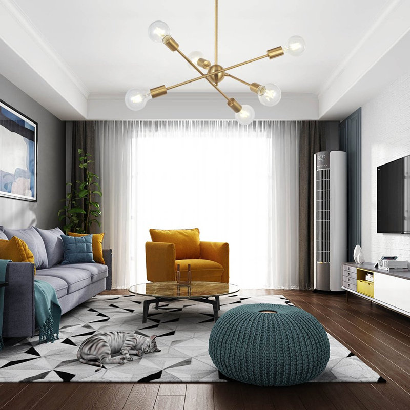 Yonker 6 - Light Dimmable Sputnik Sphere Chandelier, Brass