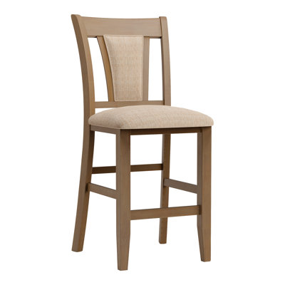 Gabaldon Fabric Upholstered Back Counter Height Chair in Beige/Natural Tone