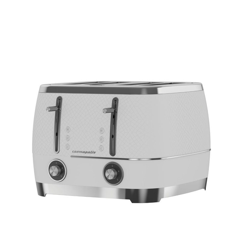 Beko Grey Cosmopolis 4 Slot Toaster, White/Chrome