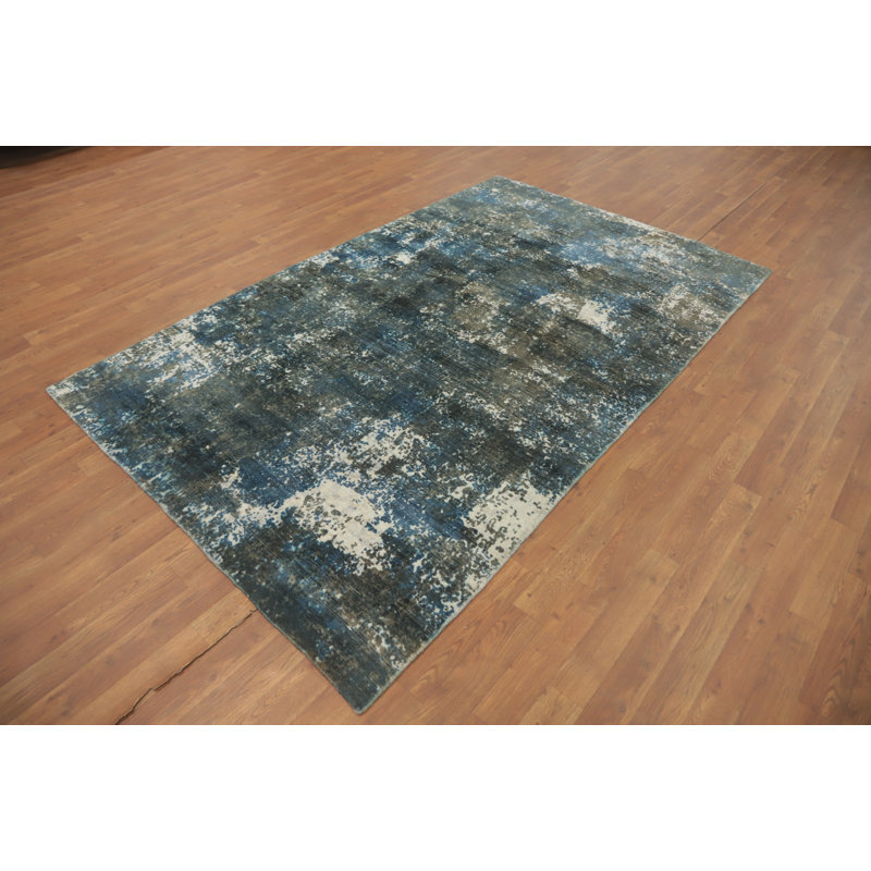 Tapis indien moderne fait à la main 5 x 8 po