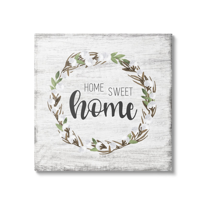 «Rustic Wreath Sweet Home Calligraphy Country Sign», art mural sur toile par Natalie Carpentieri