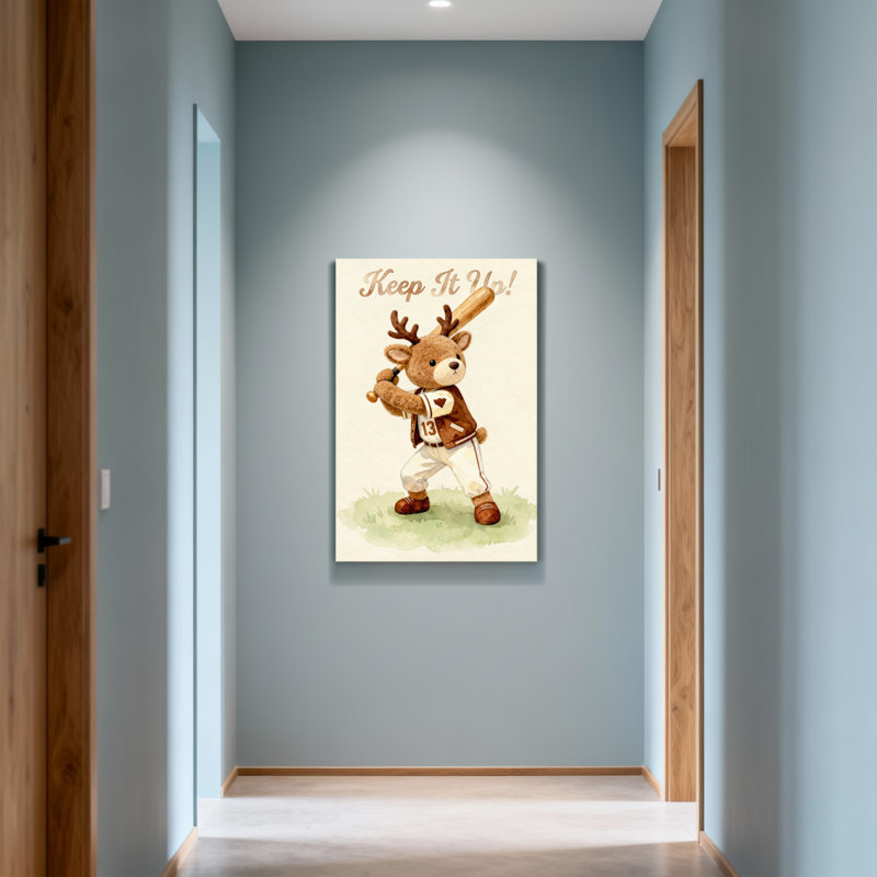 Animals Keep It Up Deer Baseball Player, 24" H x 16" W