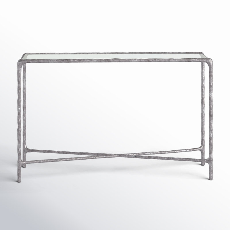Evelynn 48'' Console Table, Silver, Clear