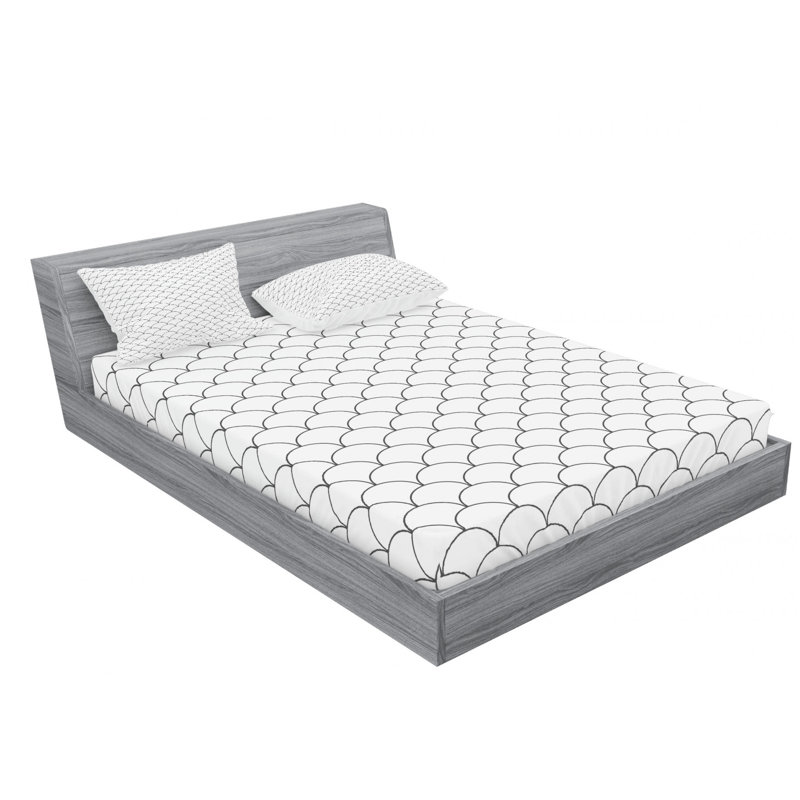 Microfiber Sheet Set, Full/Double Sheet Set with Fitted Sheet, White/Black, Geometric