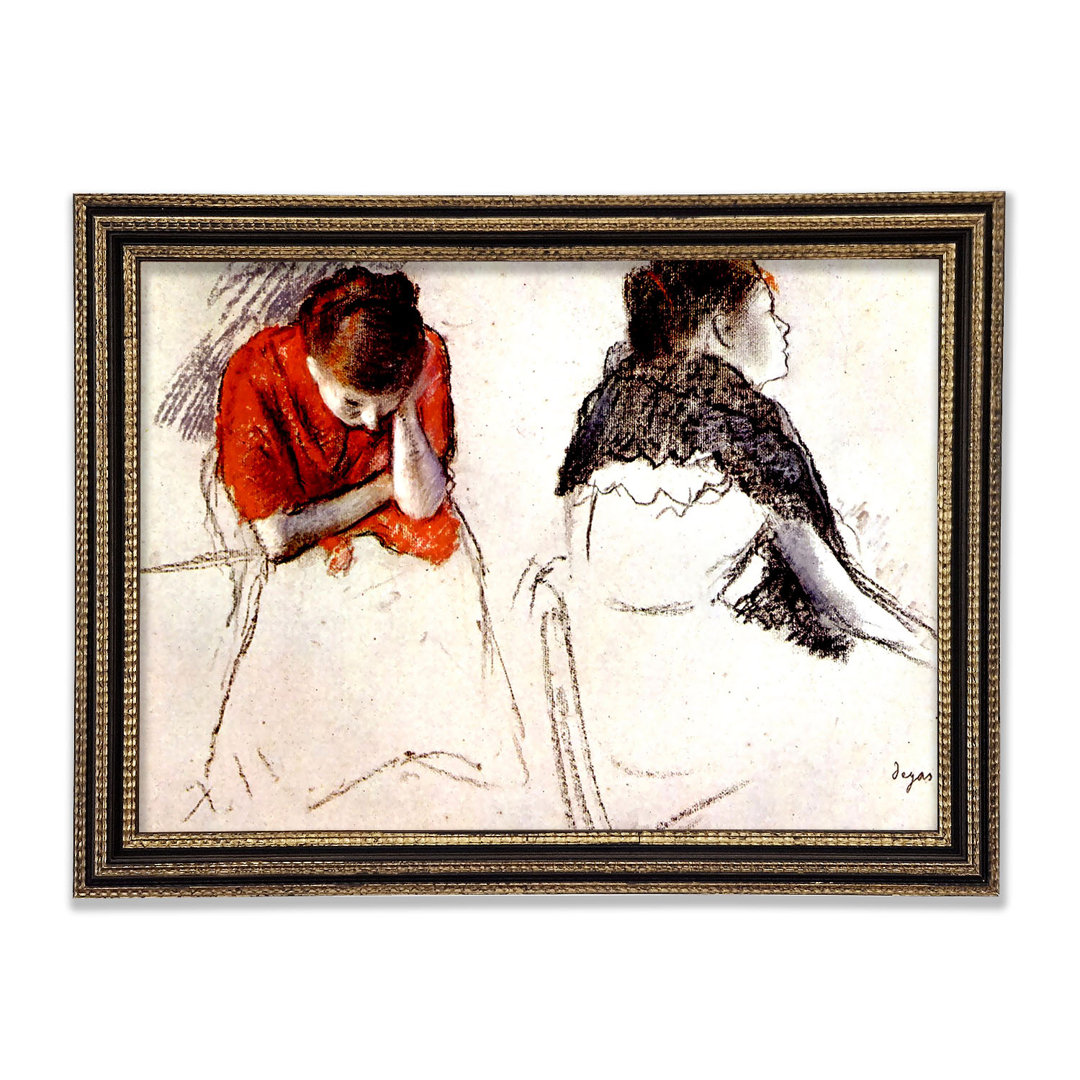 Gerahmtes Leinwandbild Two Women Seated von Degas