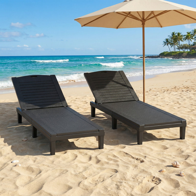 Lot de 2 chaises longues d'extérieur, inclinables et réglables en 5 positions pour piscine, capacité de 159 kg