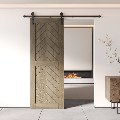 Porte de grange en bois de pin 4-en-1 à finition grise et non assemblée 30 po x 80 po Homacer Homacer