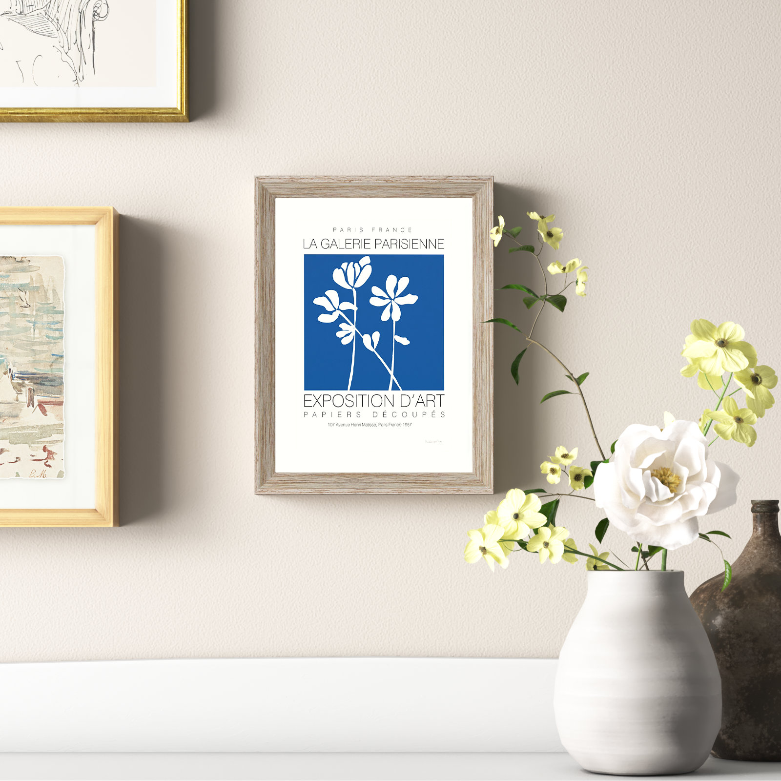 Fleurs De Matisse by Mercedes Lopez Charro, 10" W x 13" H, White