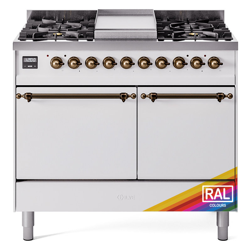ILVE Nostalgie II 40 in Dual Fuel Range, RAL/Bronze, Liquid Propane