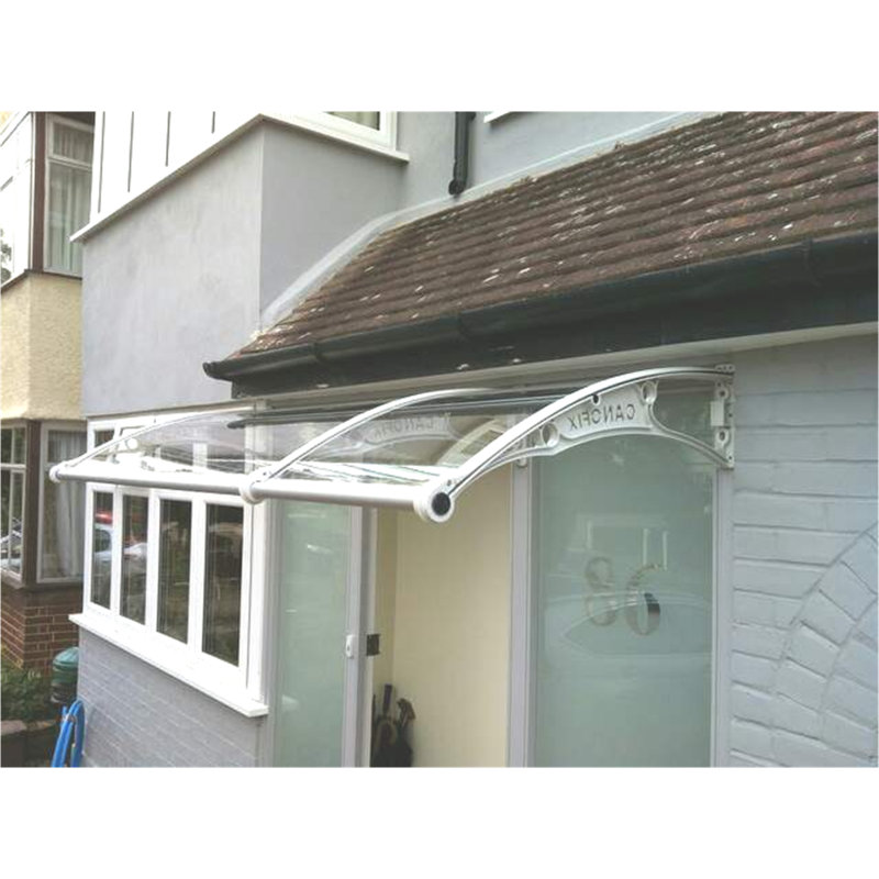 1.2m Width x 0.65m Depth Door Canopy Grey-Bracket Clear-Sheet