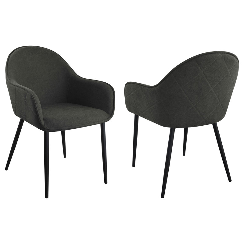 Chaise de salle à manger rembourrée gris anthracite (ensemble de 2), Gris anthracite
