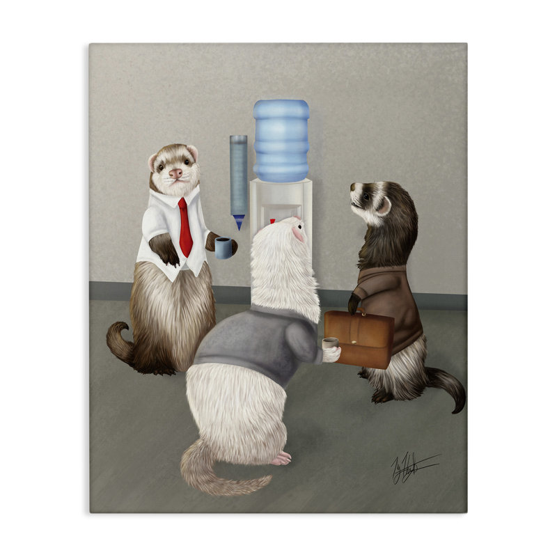 «Office Ferrets Water Cooler» par Mehu Art, H 20 po x l 16 po