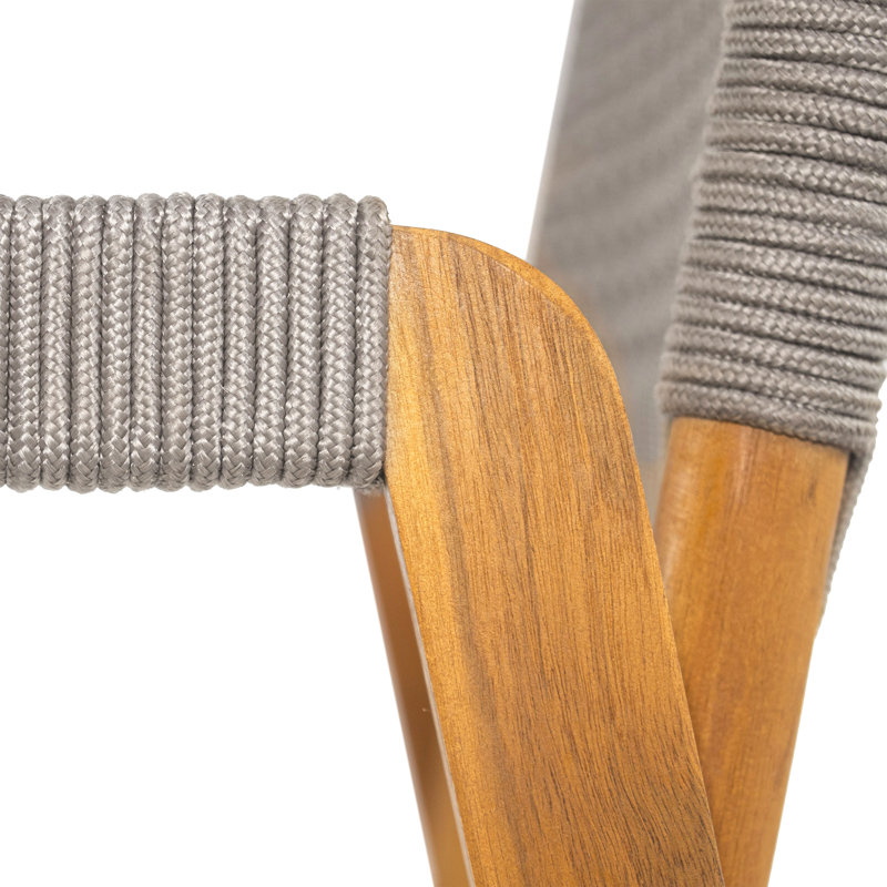 Ensemble repas d'extérieur en bois d'acacia avec coussin, corde et teck 3 pièces