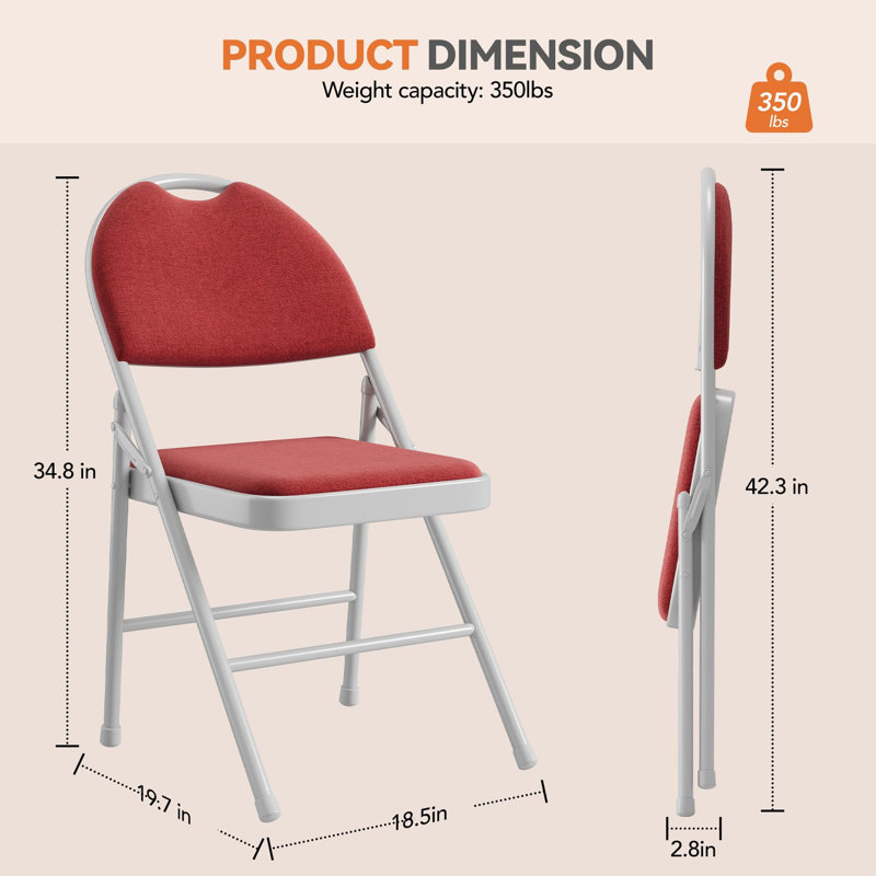 Ensemble de 2 chaises pliantes, Rouge