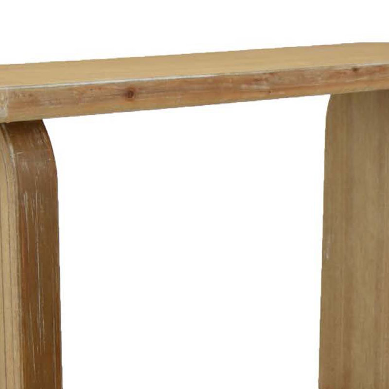 Console, plateau arrondi avec pieds en arche, bois brun de 55 po