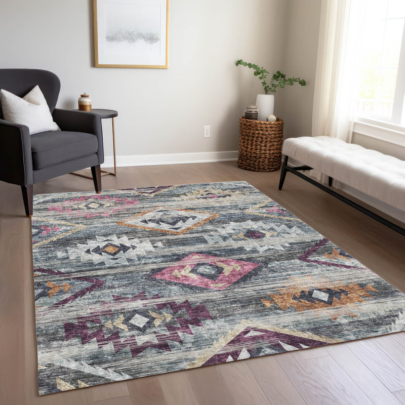 Malchow Flatweave Washable Southwestern Indoor / Outdoor Rug, Rectangle 9' x 12'