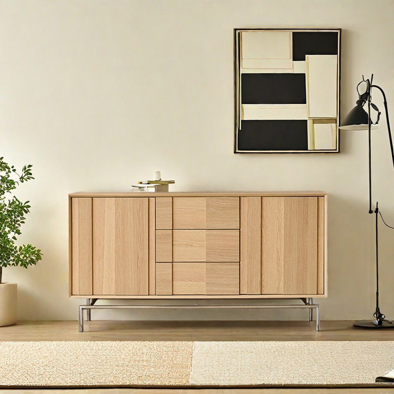 Armoire d'appoint moderne, simple et généreuse, Bois noueux / argent