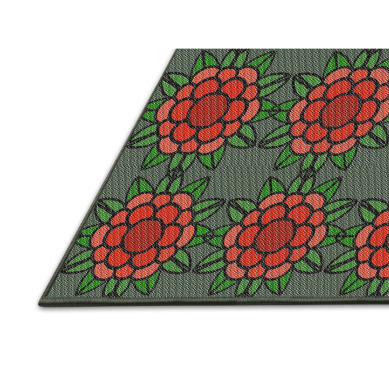 Tapis vert / rouge Mus Musell, Rectangle 5 pi x 7 pi