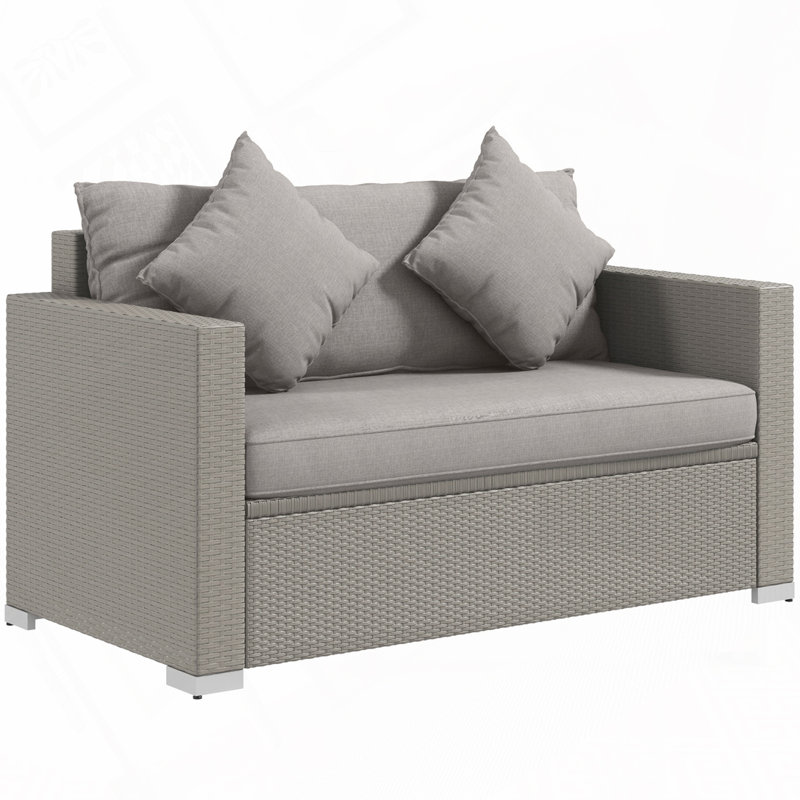 Causeuse d'extérieur avec coussins Ayston, Gris, Gris