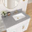 Comptoir de meuble-lavabo simple 36 po avec lavabo, comptoir de salle de bain en pierre d'ingénierie grise, conception de lavabo décalé à droite, trous de robinet de 4 po, comptoir de remplacement