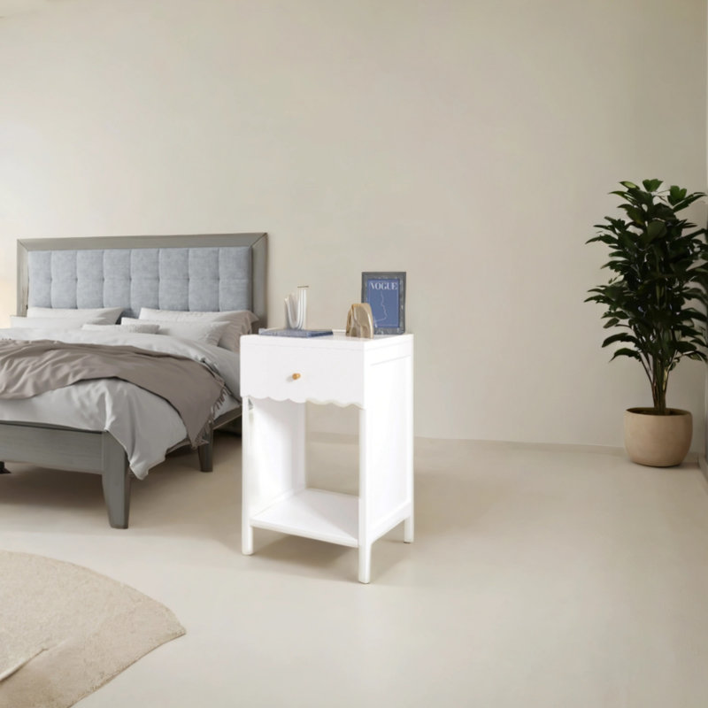 Modern Nightstand With Drawers, Compact Bedside Table