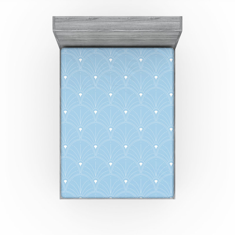  Drap-housse géométrique, Drap-housse grand, Pale Blue/White