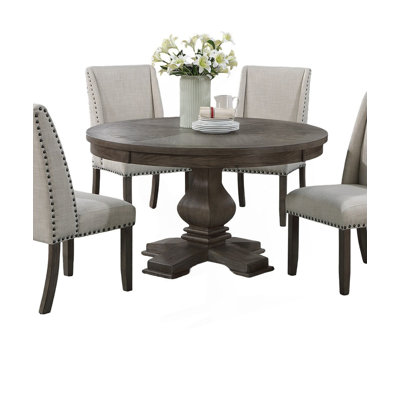Traditional Formal 54"Foluke Round Dining Table Pedestal Base Oak Finish 1Pc Table Dining Room Furniture