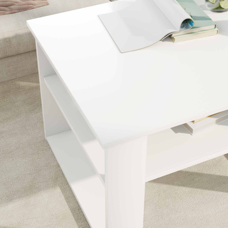 Coffee Table with Storage, White, 44cm. H x 64cm. L x 54cm. W