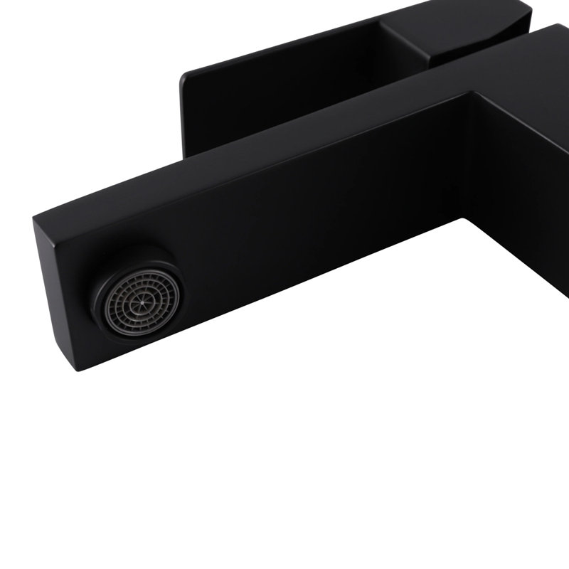 Robinet pour salle de bain à poignée carrée, Noir mat