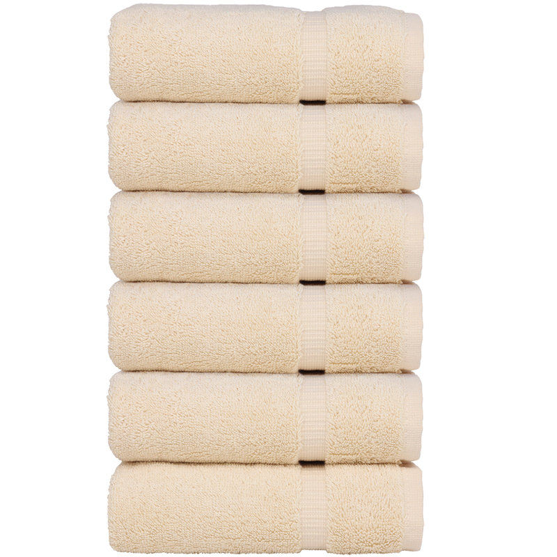 Ensemble de 6 serviettes en coton Wellston, Beige