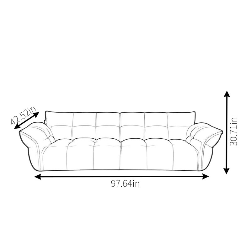 Canapé moderne à pétales simples, H 30,71 po x l 97,64 po x P 42,52 po, 3