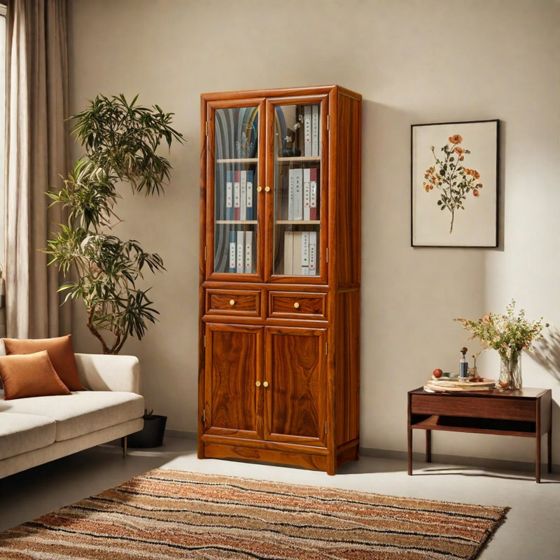 European Style Vintage Storage Bookcase, Brown